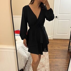 Elegant Black Wrap Dress